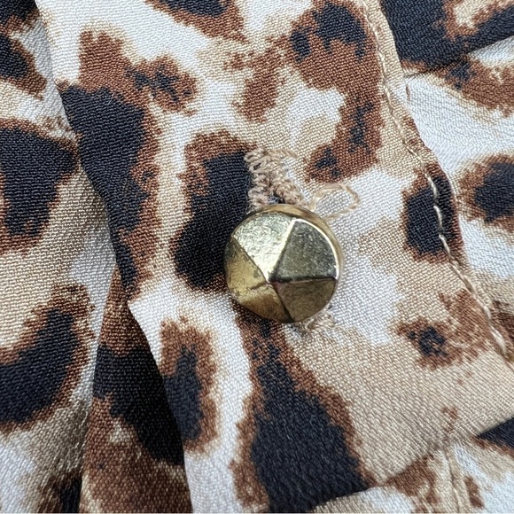 2x Merona Leopard Print Blouse Long Sleeve Button Down Front Plus - Picture 9 of 9